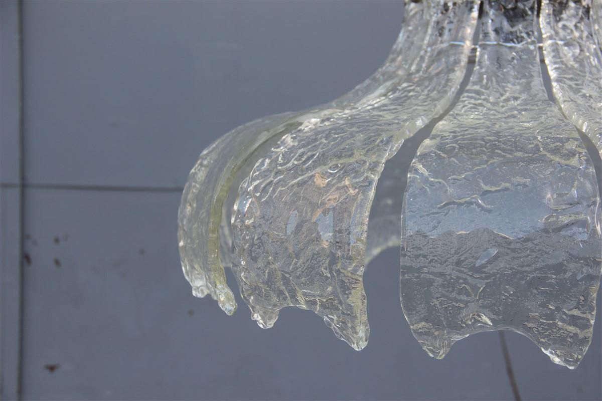 Round Mazzega Murano Glass Transparent Leaves Italian Design, 1970 photo vinterior