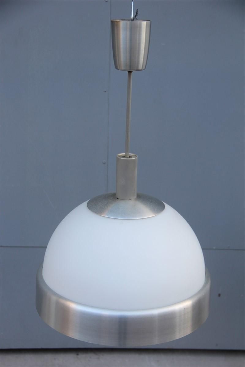 Pia Guidetti Crippa Chandelier For Lumi Milano 1970s Italian Design White Glass photo for sale