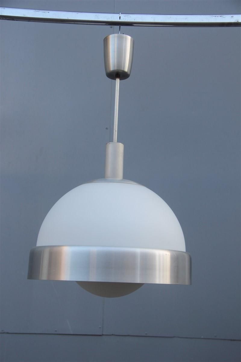 Pia Guidetti Crippa Chandelier For Lumi Milano 1970s Italian Design White Glass photo vinterior