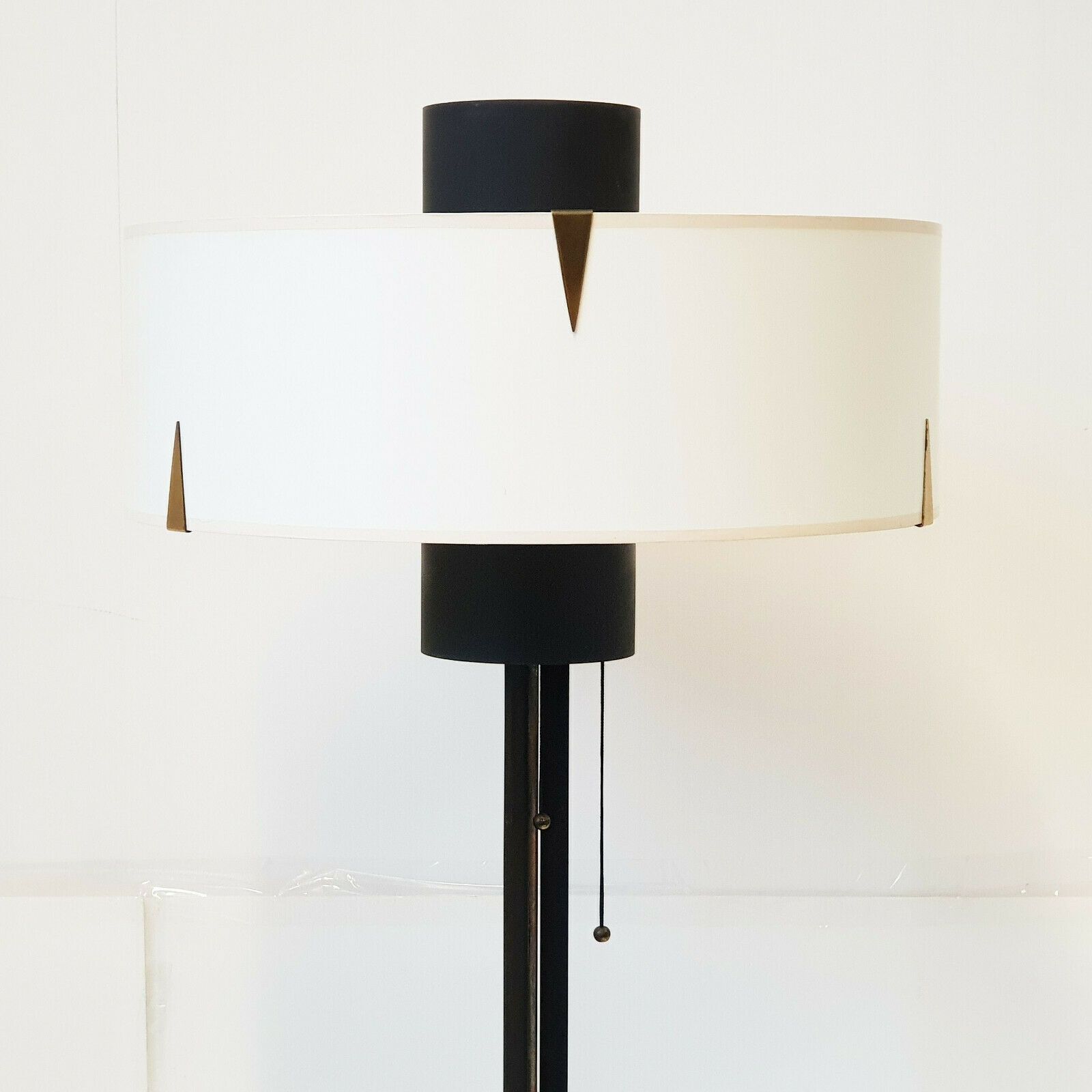 Vintage French Floor Lamp Maison Arlus 1950 Steel Brass Glass 50s 50s