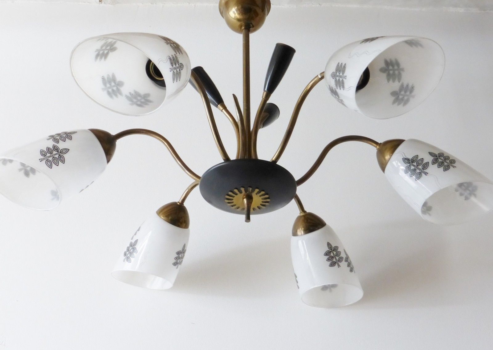 Chandelier Ceiling 9 Lights 1950 Vintage Rockabilly Atomic Era 50's Chandelier