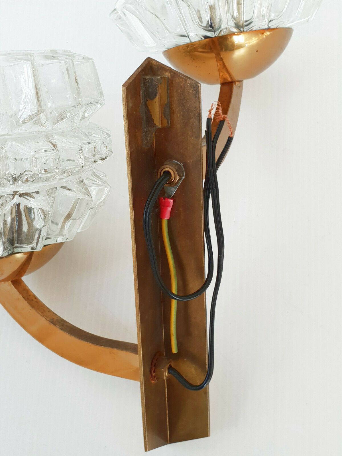 Chic Applique Vintage Francaise In Gold Brass & Glass 50s Rockabilly photo vinterior