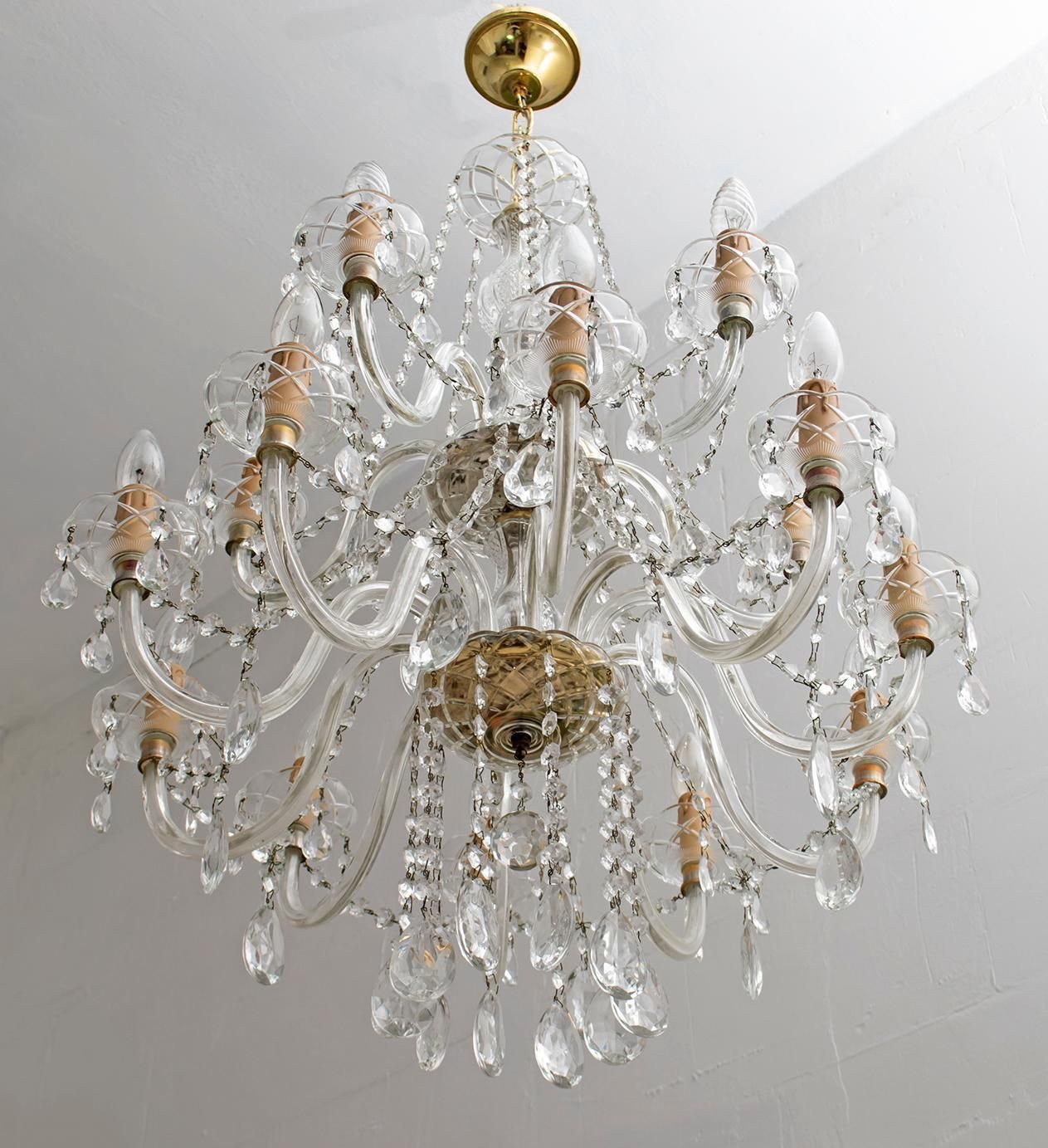 Maria Theresa Mid Century Modern Italian 15 Light Crystal Chandelier, 1950s photo 2400.0