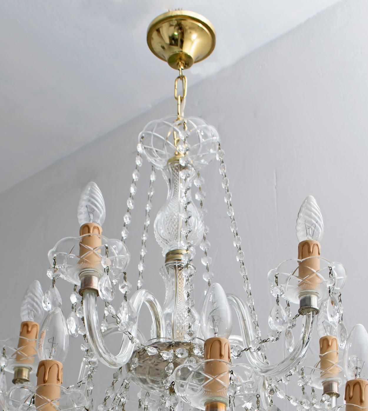 Maria Theresa Mid Century Modern Italian 15 Light Crystal Chandelier, 1950s photo vinterior