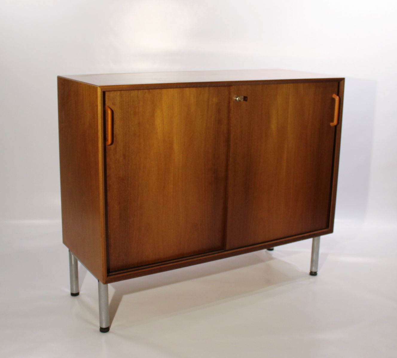 Cabinet Made In Mahogany With Steel Legs, Danish Design From 1960s photo furniture