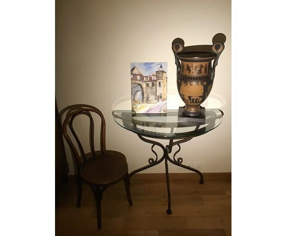 Painting, Landscape, Village Scene At The Fountain photo furniture