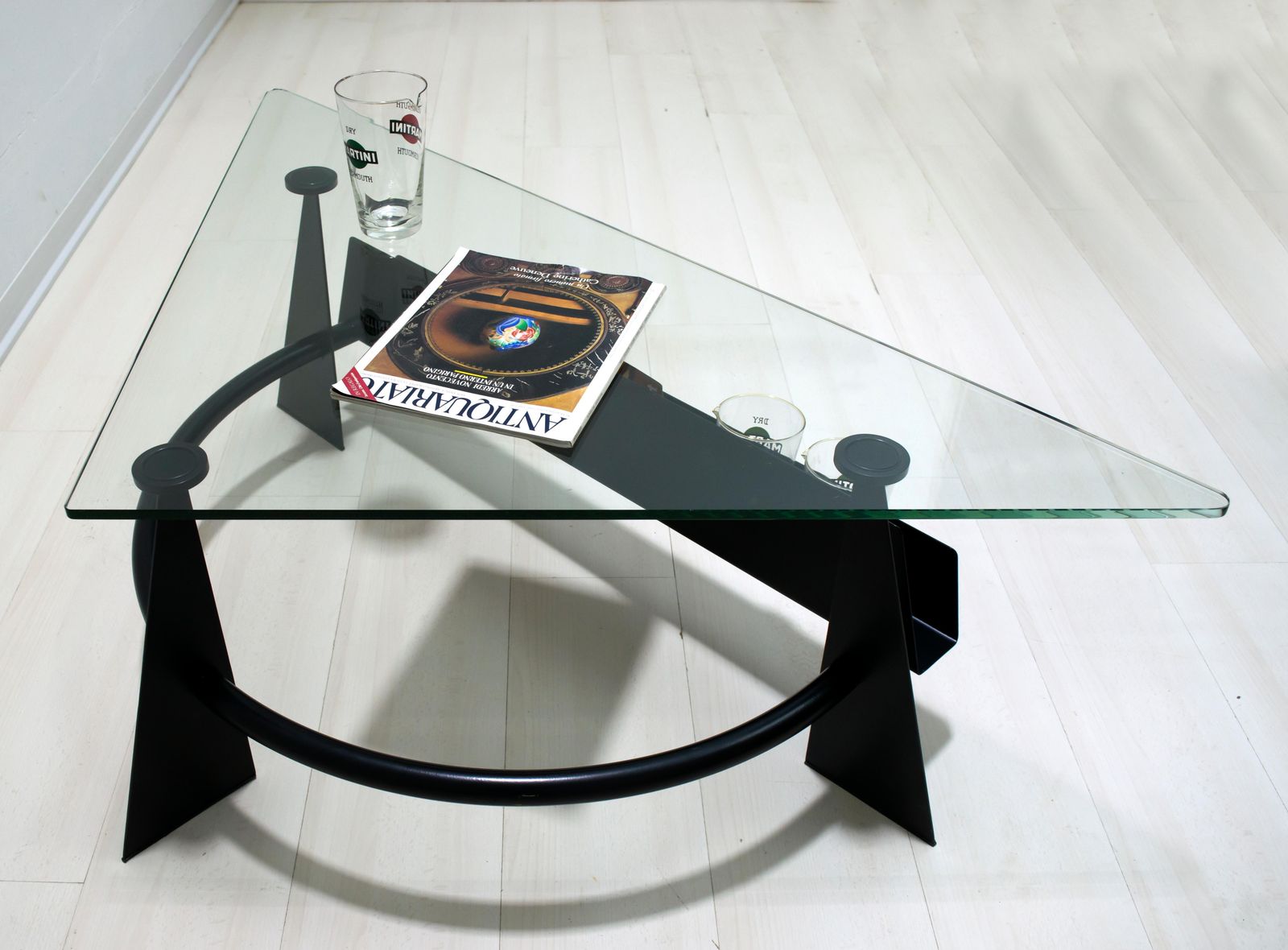 Modern And Contemporary Italian Coffee Table Blackened Metal And Glass Top, 1990 photo vinterior