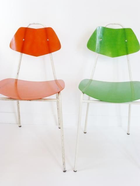 Superb Pair Of Fiberglass Chairs 1950: French Work Of The 1950s photo for sale