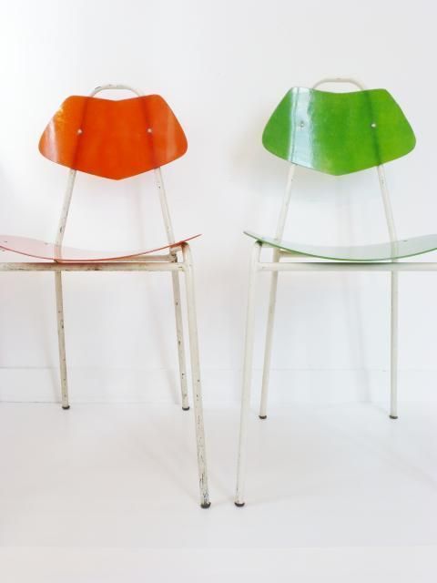 Superb Pair Of Fiberglass Chairs 1950: French Work Of The 1950s photo 914.0