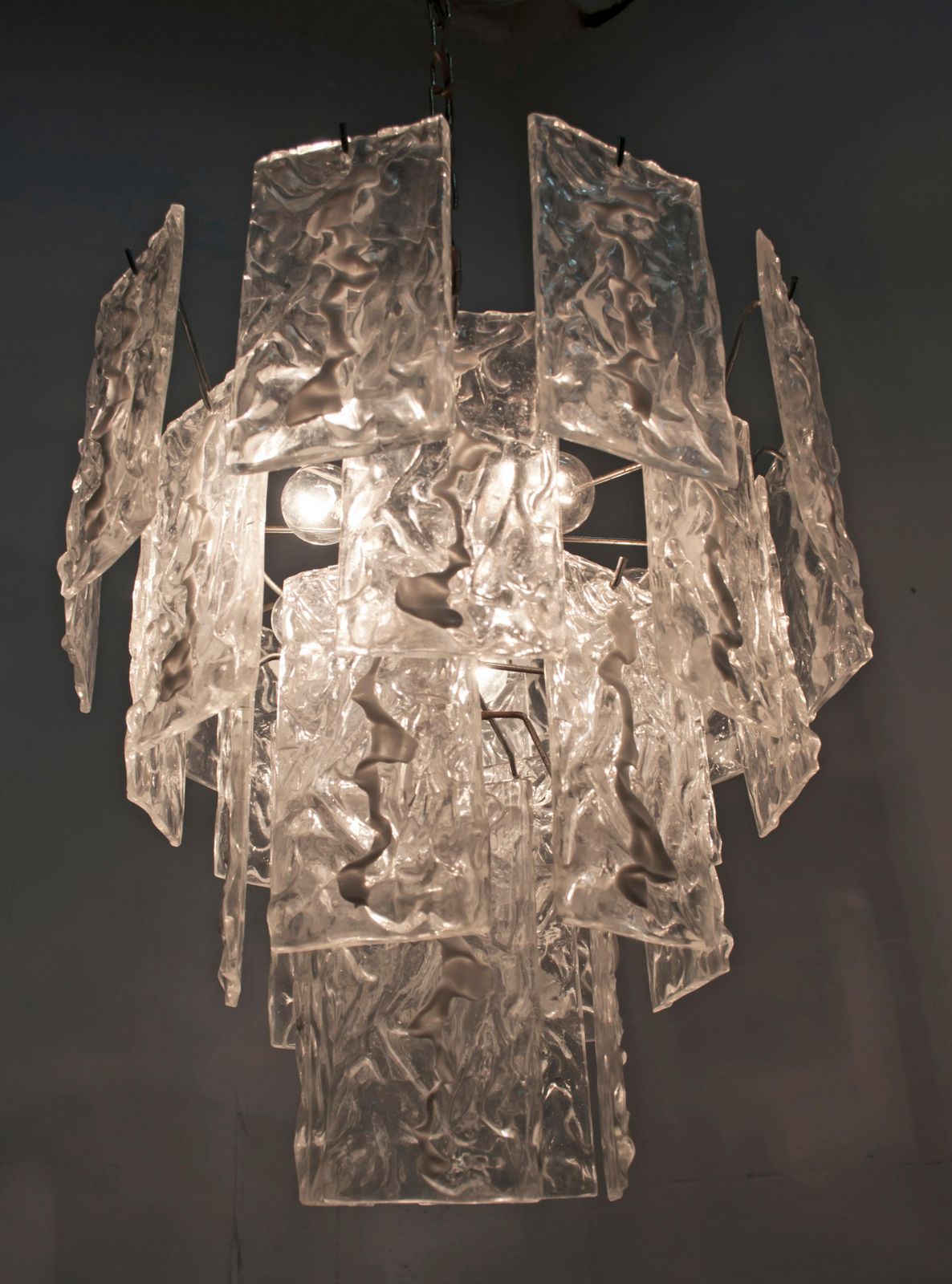 Carlo Nason Mid Century Modern Italian Chandelier For Mazzega, 1960s photo vintage