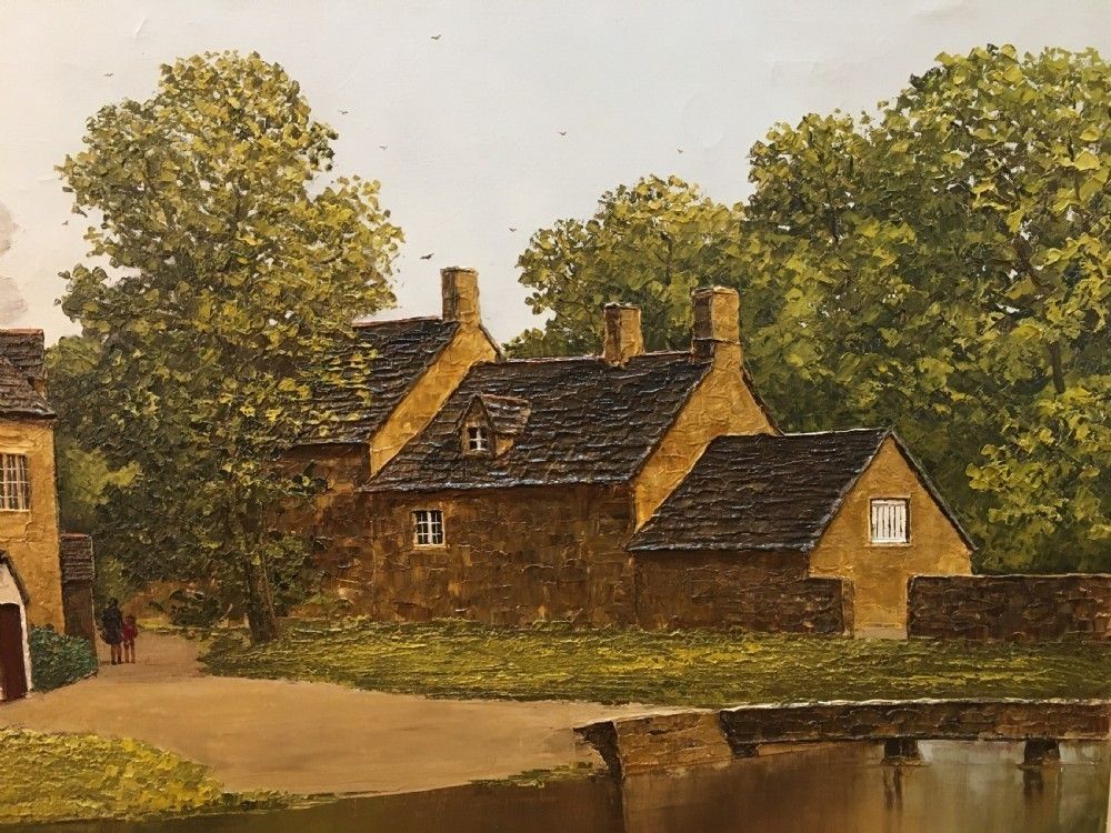 Nick Bradley Carter Ra Mid C20th Oil On Canvas Of "Lower Slaughter" photo for sale