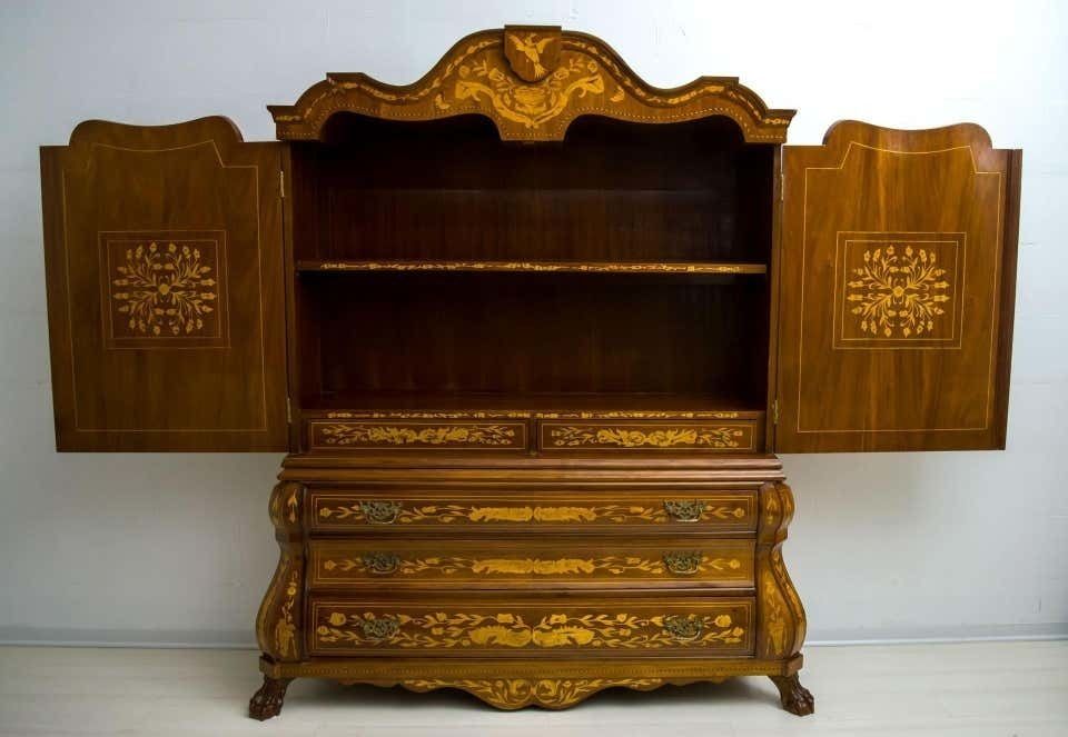 20th Century Dutch Trumeau Walnut With Maple Wood Inlays, Netherlands, 1950 photo for sale