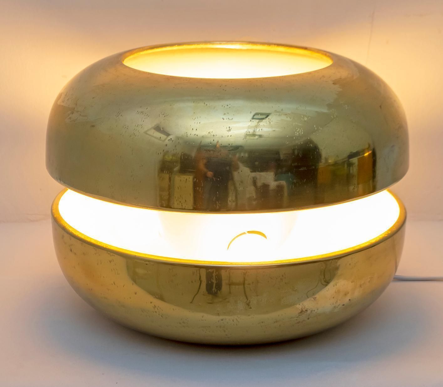 photo for sale Luciano Frigerio Italian Table Lamp Vibrated Brass "Ballata Alta", 1974