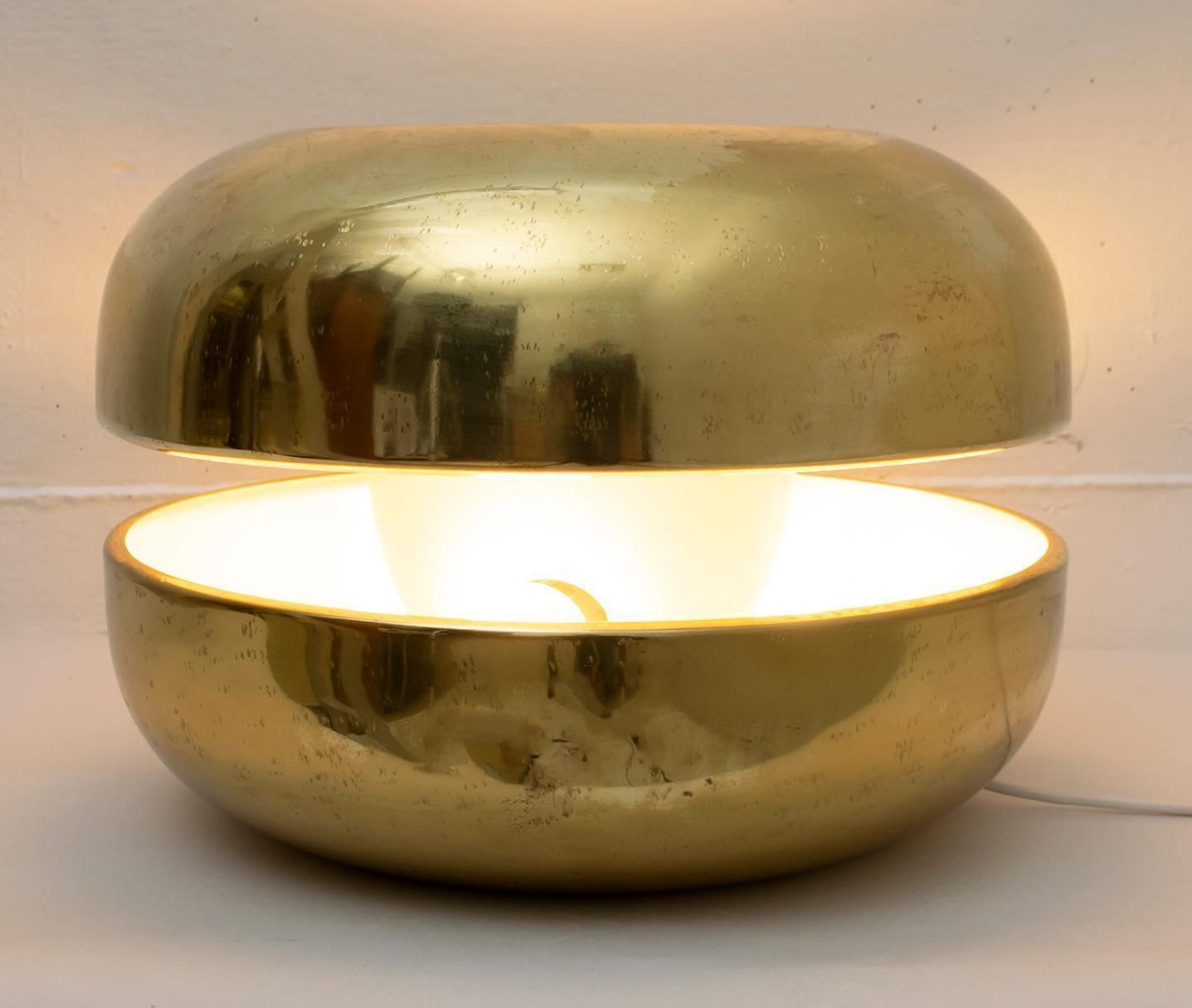 Lighting Luciano Frigerio Italian Table Lamp Vibrated Brass "Ballata Alta", 1974 photo