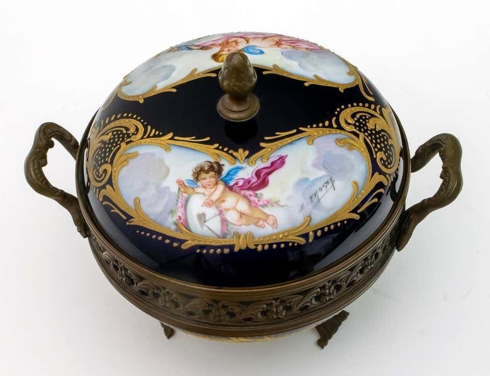 Signed E Froger 19th Century French Porcelain Potpourri By Sevres, 1880 photo furniture