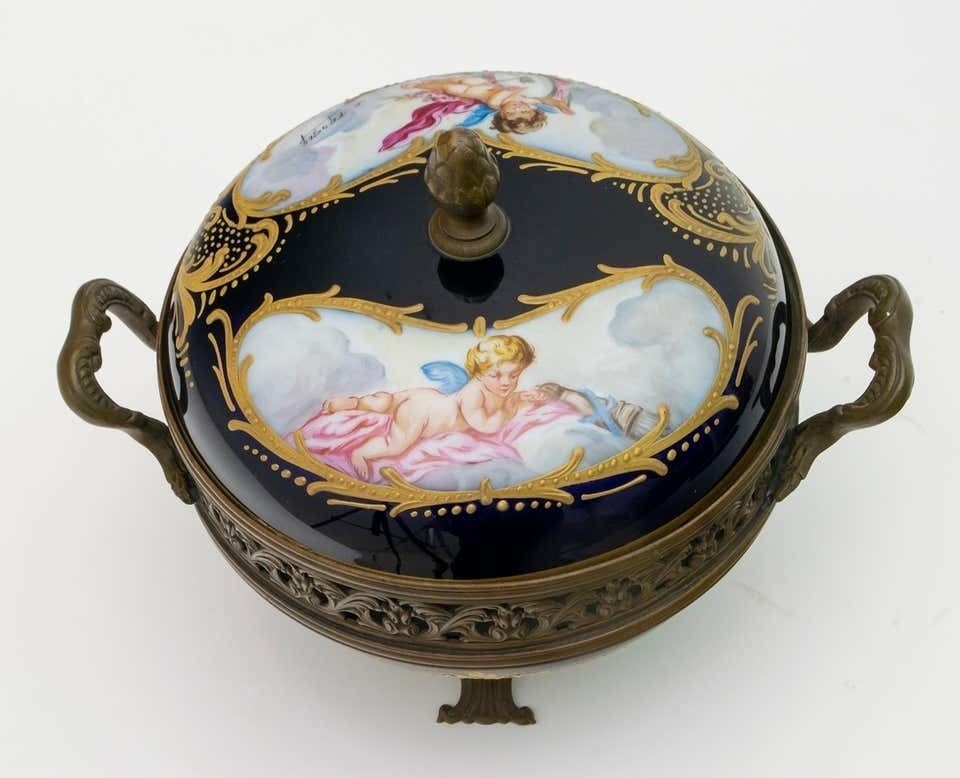 Signed E Froger 19th Century French Porcelain Potpourri By Sevres, 1880 photo for sale