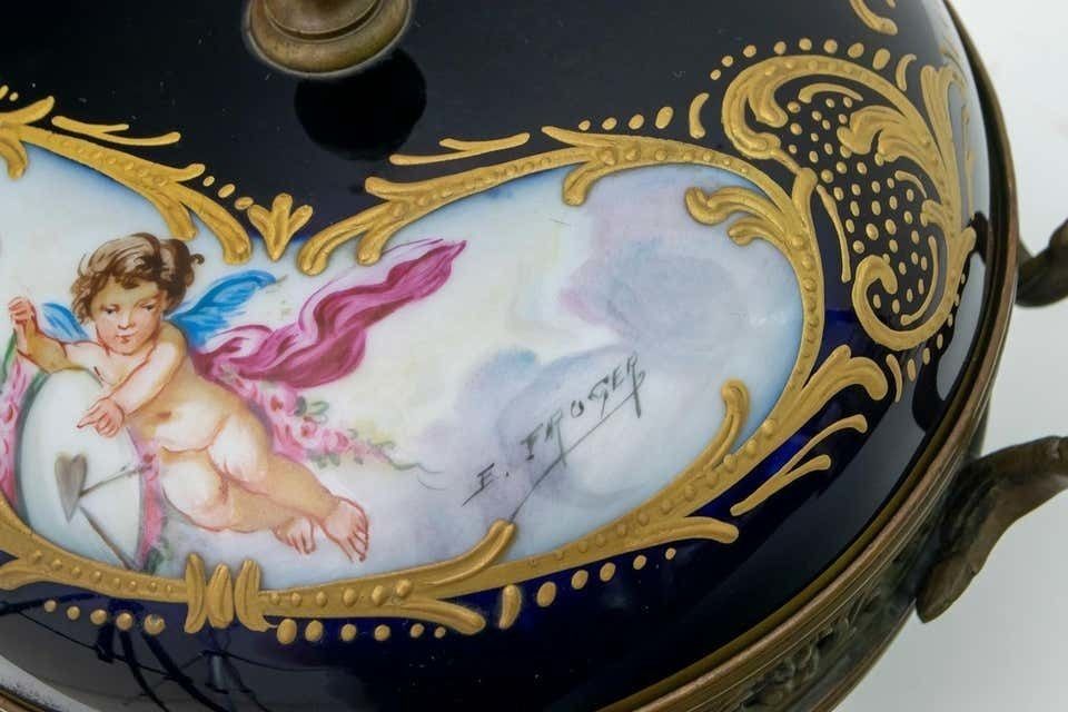 Signed E Froger 19th Century French Porcelain Potpourri By Sevres, 1880 photo Home Decor