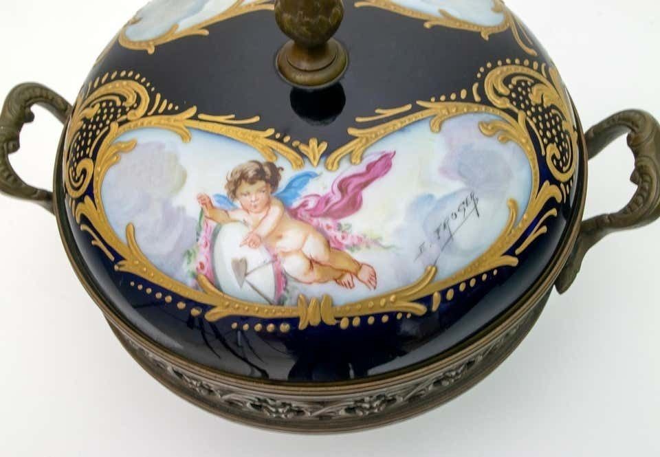 Signed E Froger 19th Century French Porcelain Potpourri By Sevres, 1880 photo vintage