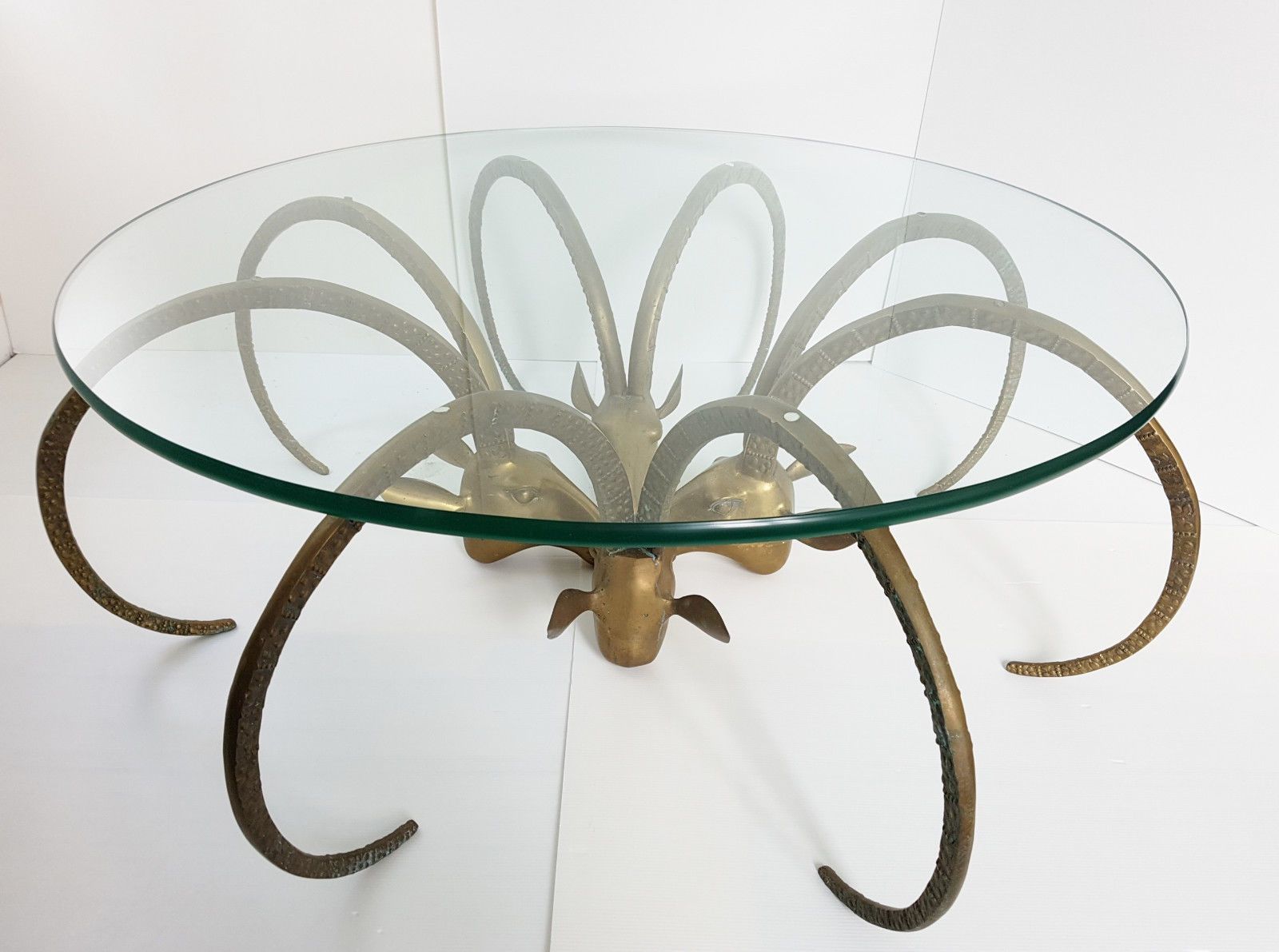 Belex Antilope Coffee Table Ibex Gold Brass 1970 Vintage 70s Alain Chervet 70s photo furniture