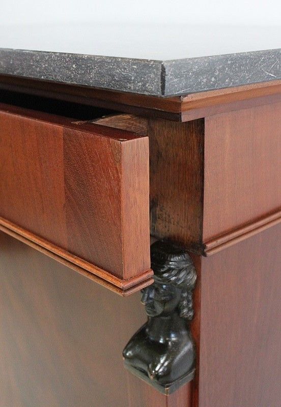 photo buy Small Secretary "Return From Egypt" In Mahogany Veneer Of Wire   Late 19th Century