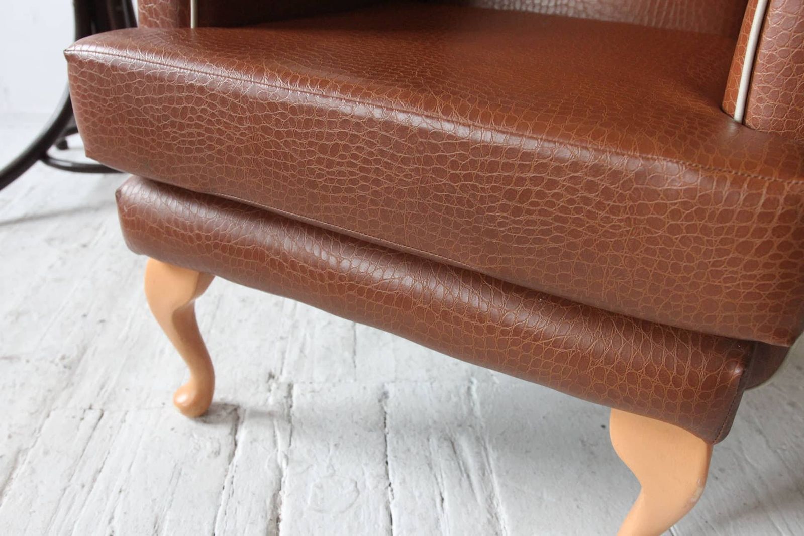 Vintage Brown Faux Wingback Chair photo buy