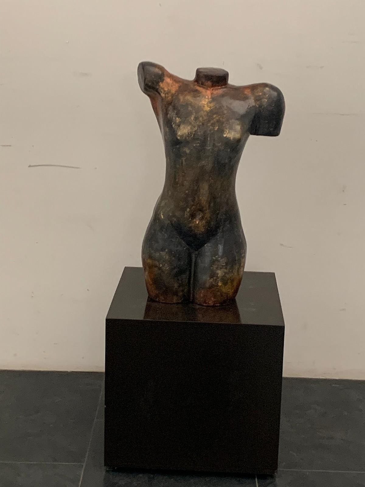 Art Bust In Patinated Metal Chrome Resin, 1990s photo