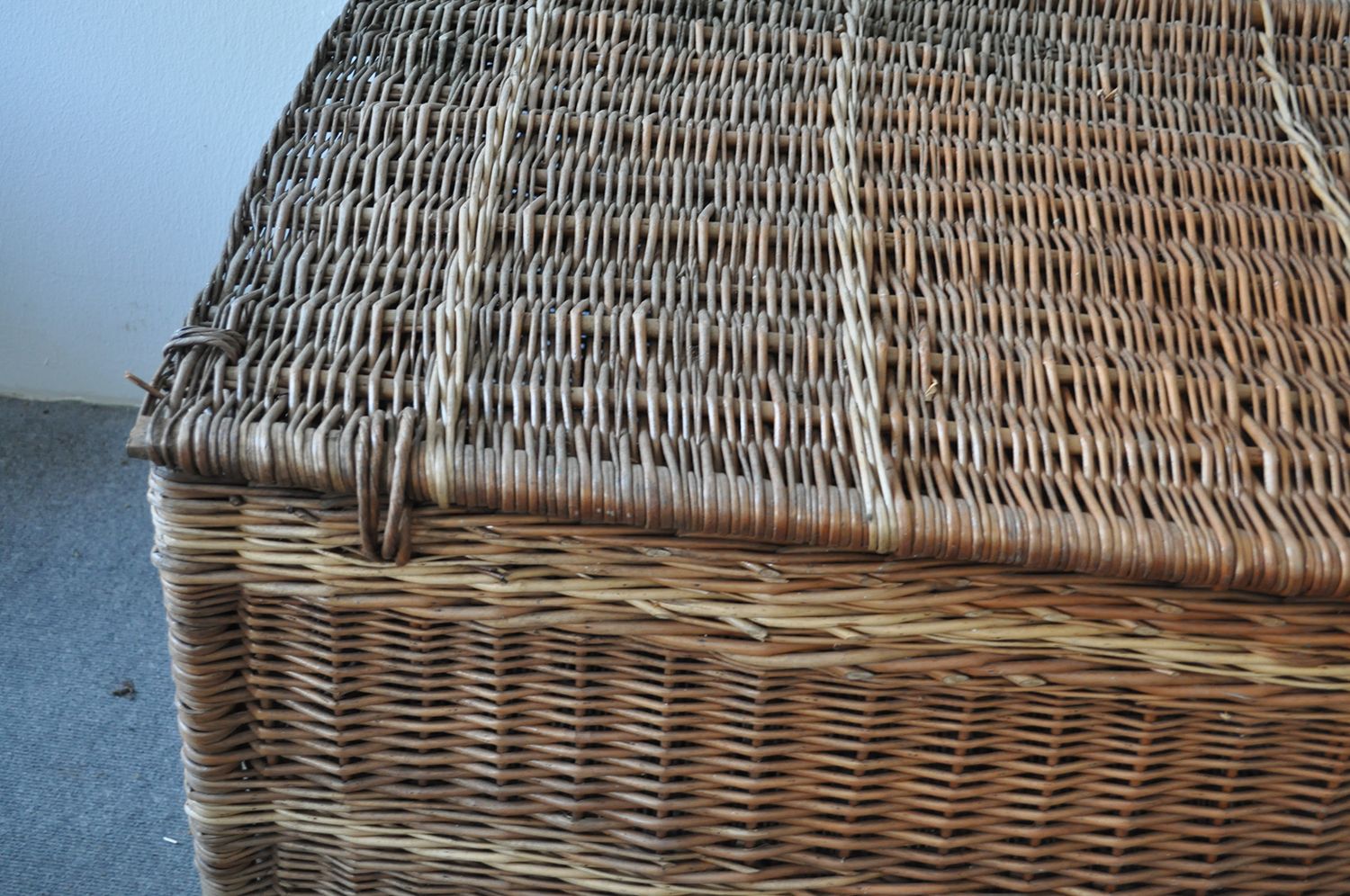 Very Large Vintage Basket With Lift Top Lid photo Home Decor