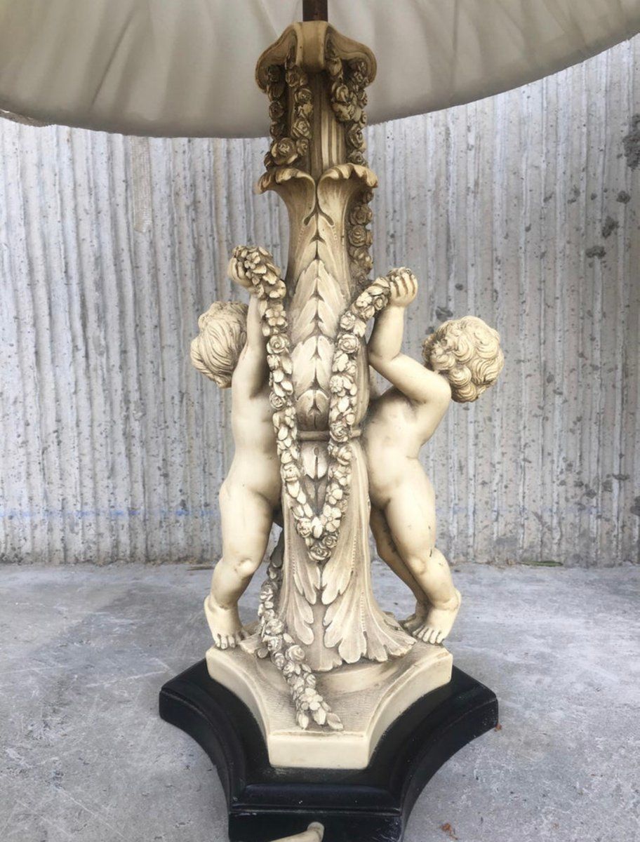 White Resin Cherub Table Lamps By Gino Ruggeri For Tito Bianchi, 1980s, Set Of 2 photo vinterior