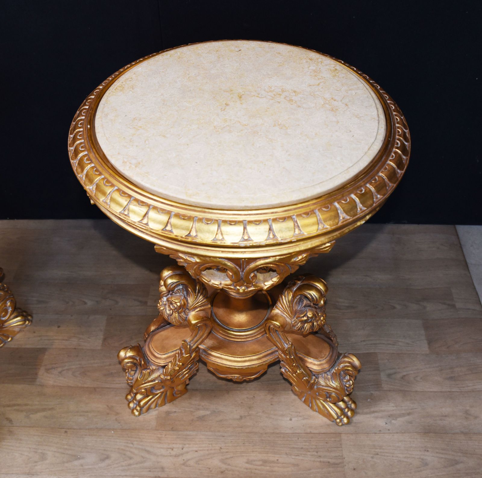 photo for sale Louis XVI Gilt Side Tables   Carved French Pedestal Stands