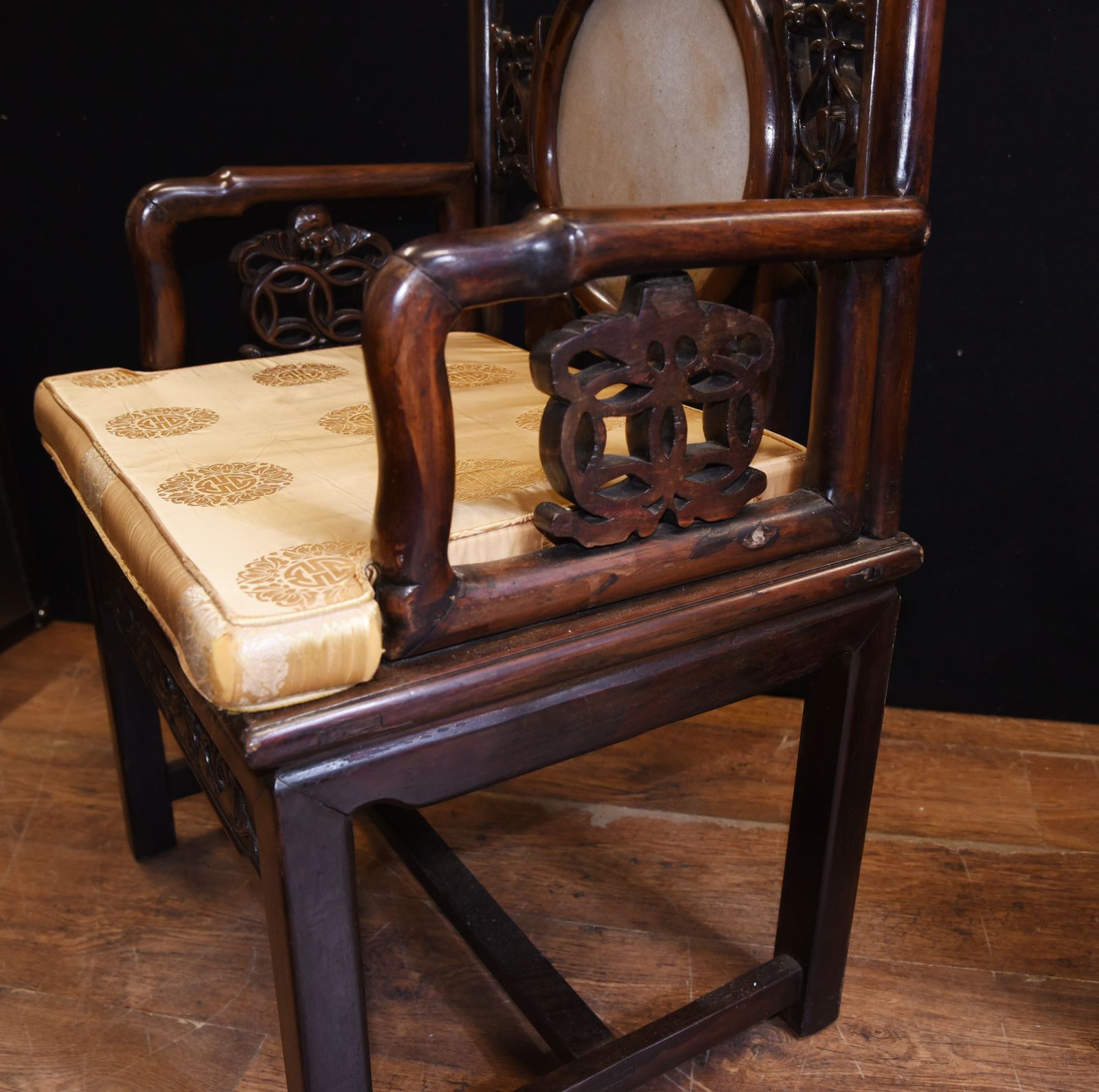 Pair Antique Chinese Armchairs Hardwood 19th Century Seat Chair photo buy