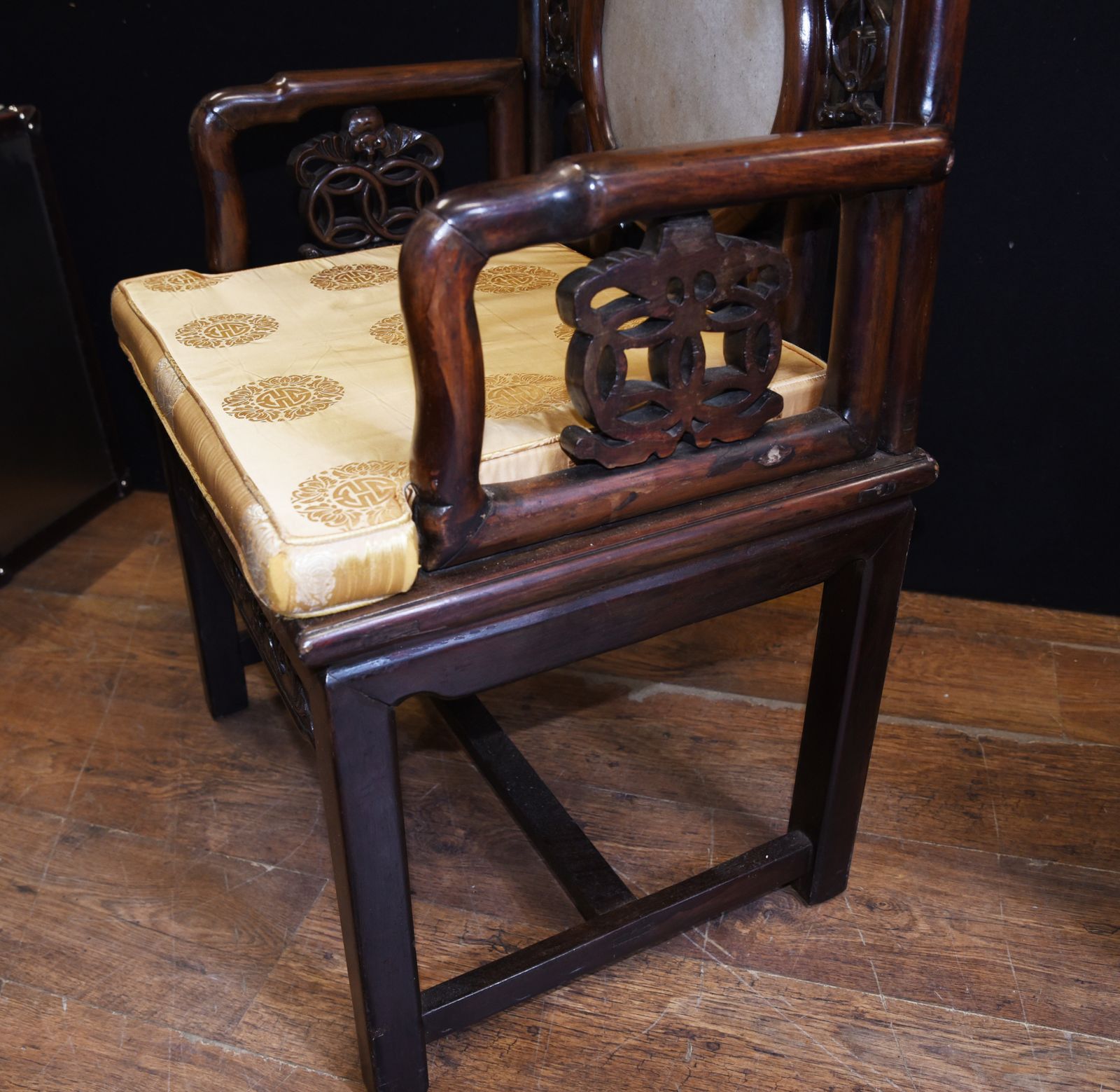 1705.0 Pair Antique Chinese Armchairs Hardwood 19th Century Seat Chair photo