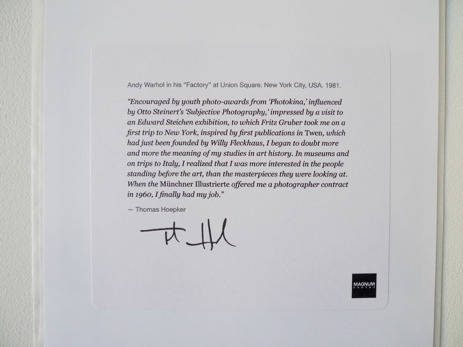 Signed Thomas Hoepker Magnum Print Of Andy Warhol, Ny 1981 photo for sale
