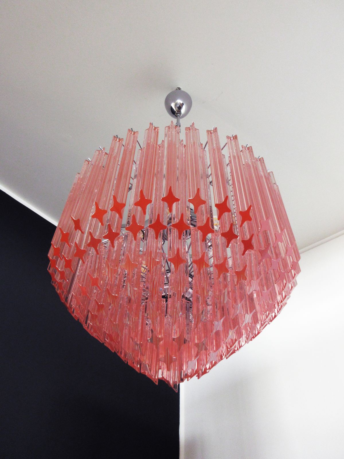 3190.0 Modern Quadriedri Murano Glass Chandelier   163 Pink Prism Quadriedri photo