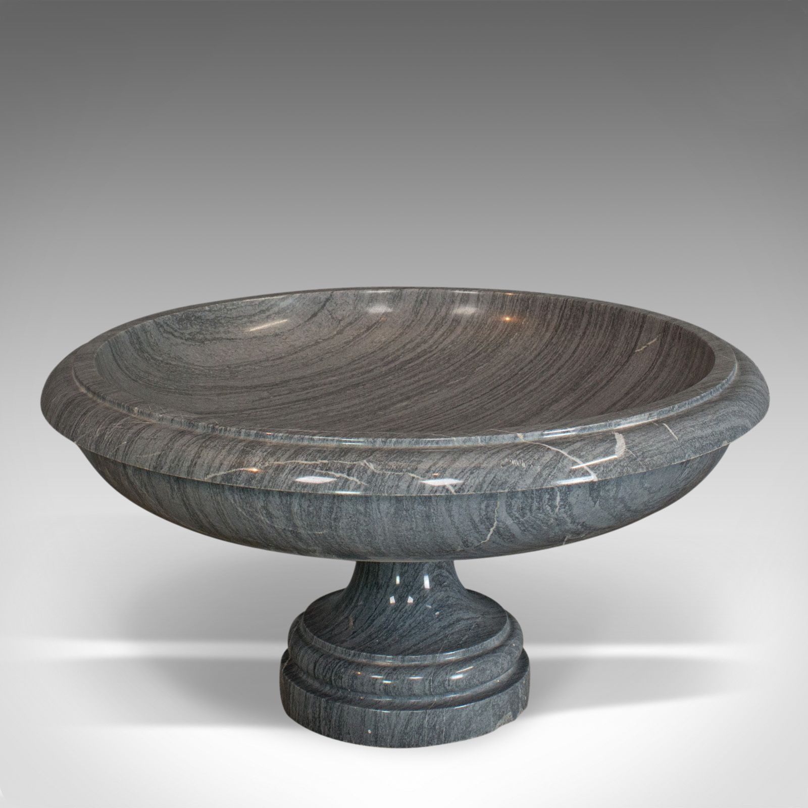 Vintage Fruit Bowl, English, Platinum Striata Marble, Ornamental, Serving Dish photo furniture