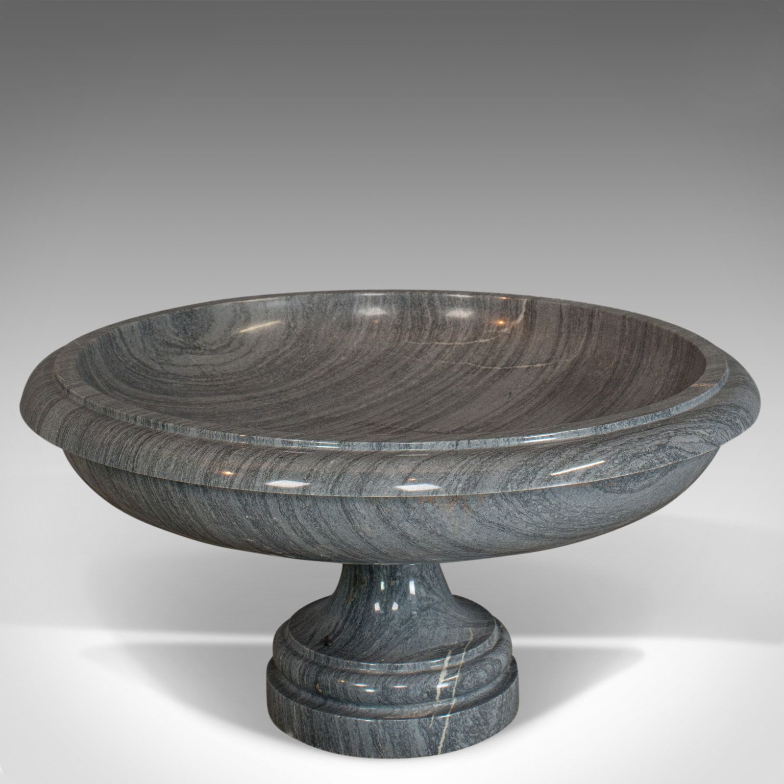 Vintage Fruit Bowl, English, Platinum Striata Marble, Ornamental, Serving Dish photo Home Decor