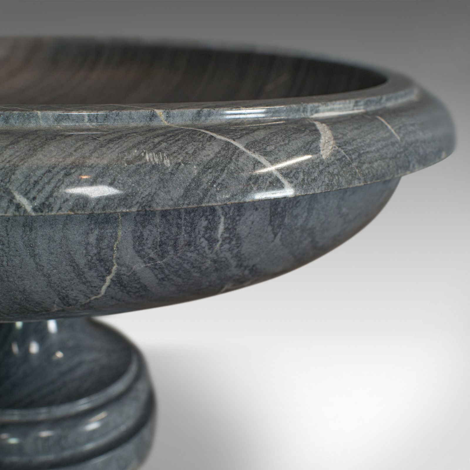 Vintage Fruit Bowl, English, Platinum Striata Marble, Ornamental, Serving Dish photo buy