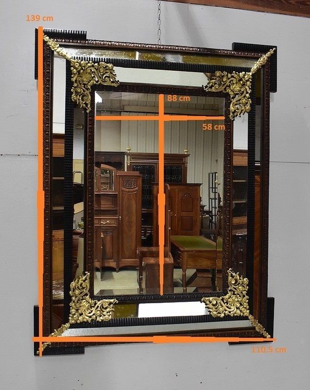 photo vintage Large Rectangular Mirror, Louis XIV Style, Napoleon III Period  19th