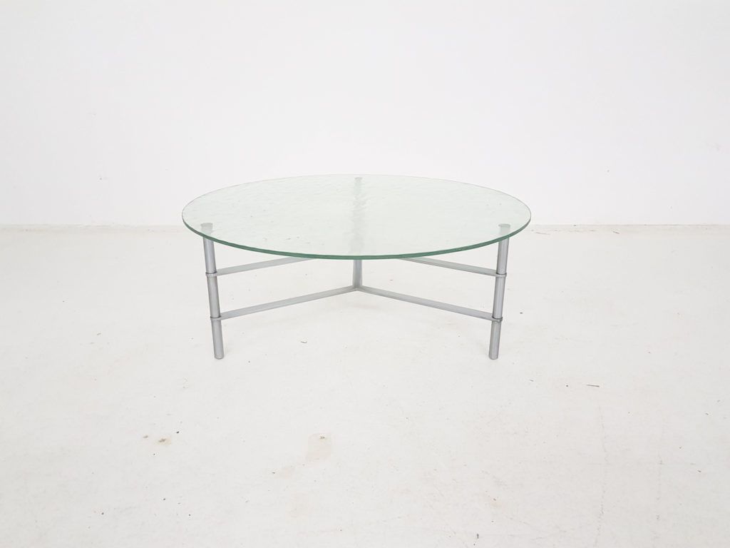 Mid Century Round Glass And Chrome Coffee Table photo furniture