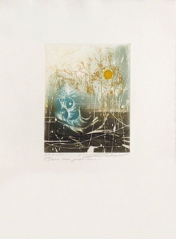 Lubarow Renée   Original Etching   In My Garden Moon