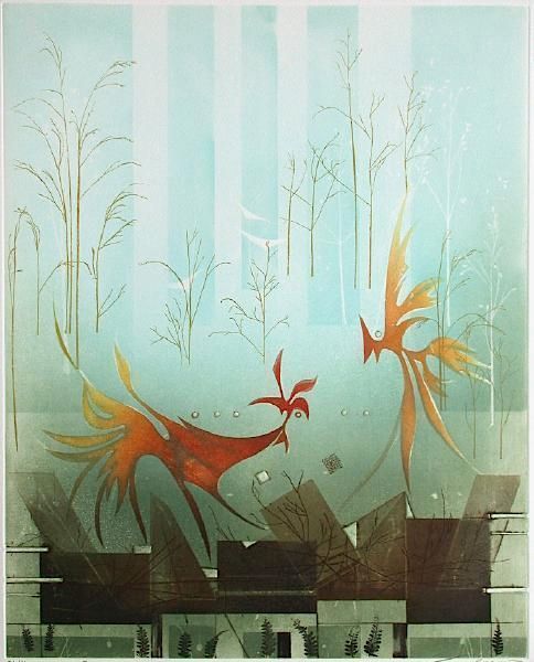 Renée Lubarow, Signed Etching, Performance De La Diva, 1990 photo furniture