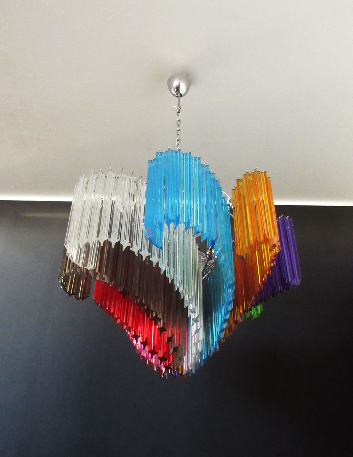 Modern Quadriedri Murano Glass Chandelier   200 Multicolored Prism Quadriedri