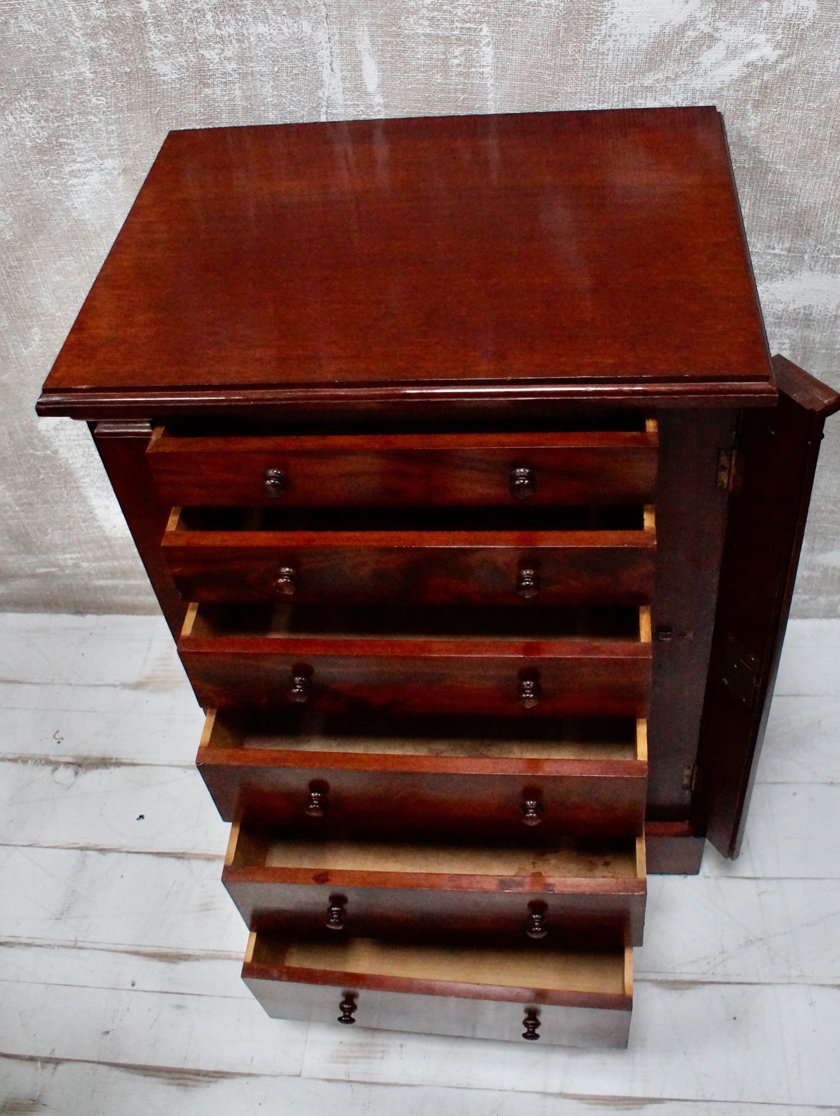 Victorian Flame Mahogany Wellington Chest photo vintage