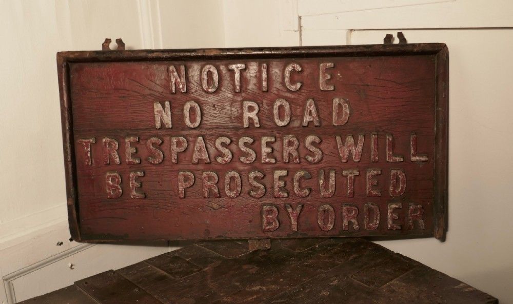 19th Century Rustic Private Land Owners Trespassers Sign