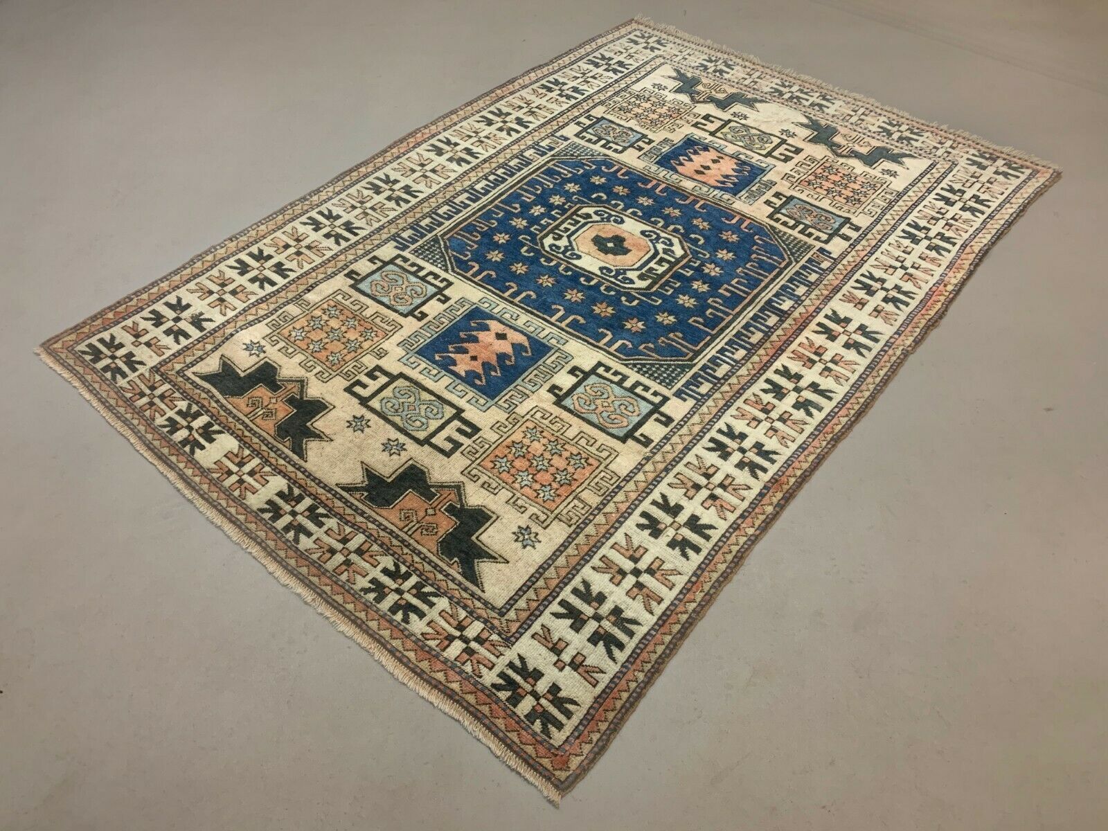 Old Turkish Kazak Rug Oriental 240x165 Cm Vintage Carpet, Tribal Handwoven photo for sale