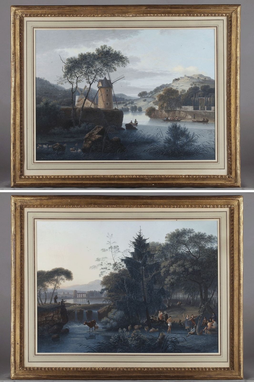 « Paysage au moulin » et « Pastorale », gouaches sur papier