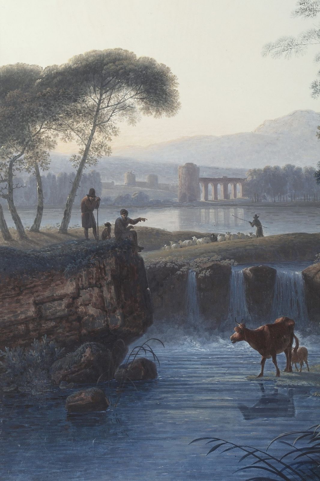 « Paysage au moulin » et « Pastorale », gouaches sur papier photo for sale