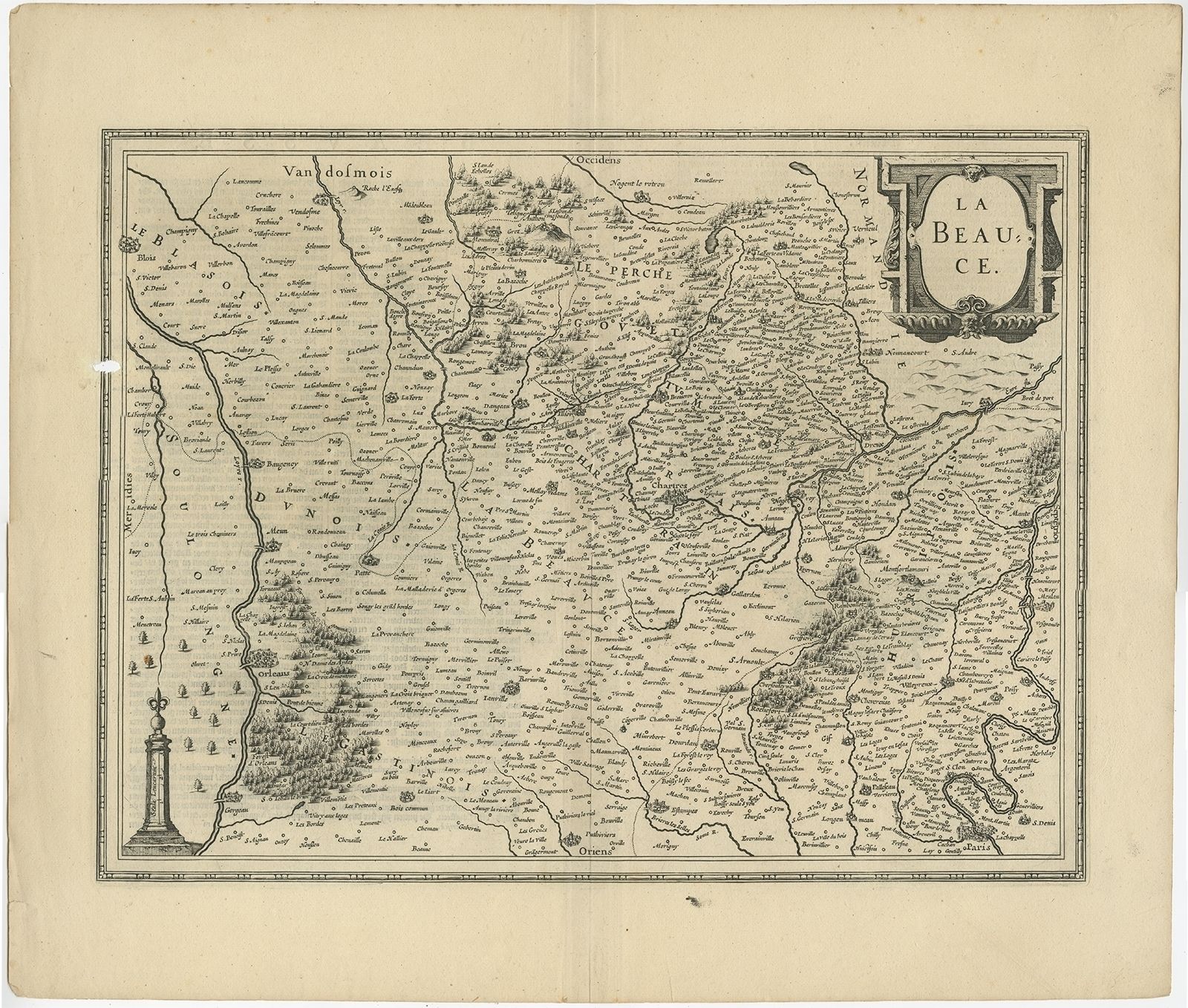 Antique Map Of The Region Of Beauce By Janssonius (C.1650)