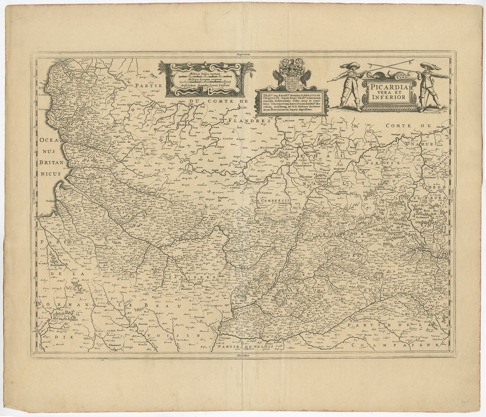 Antique Map Of The Region Of Picardy By Janssonius (C.1650)