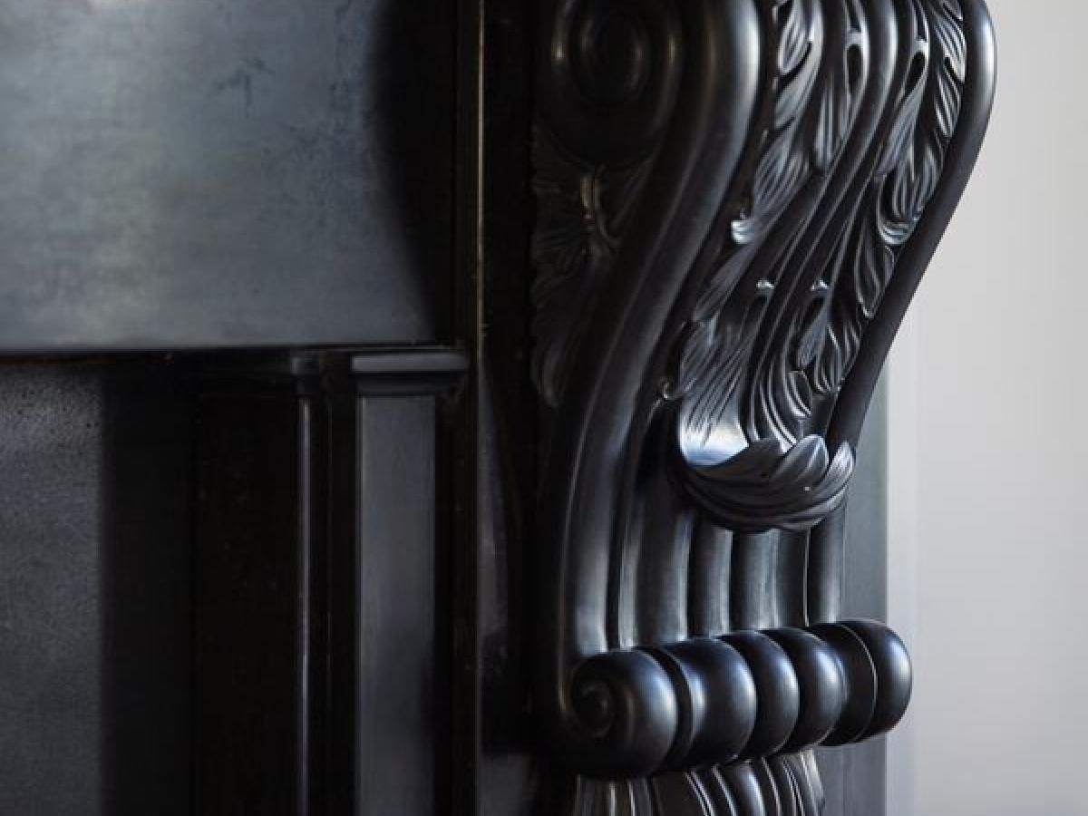 Large Black Belgian Fossil Marble Corbel photo furniture