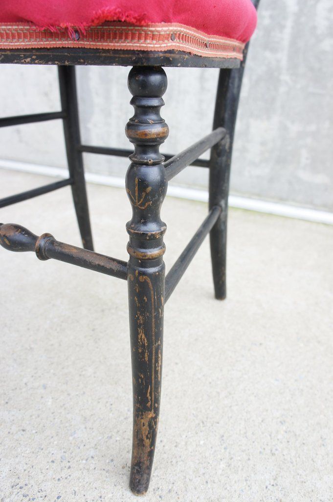 Ebonised Pair Of Napoleon III Hand Painted Bedroom Chairs To Reupholster photo vintage